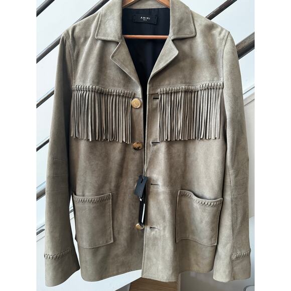 AMIRI: Men's Camel Suede Jacket With Fringes - Size 46 - Picture 1 of 8